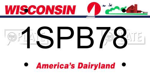 1SPB78 Wisconsin License Plate