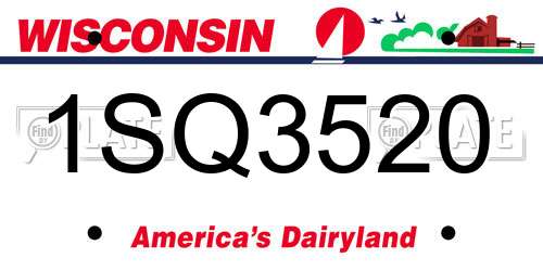 1SQ3520 Wisconsin License Plate