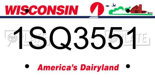1SQ3551 Wisconsin License Plate