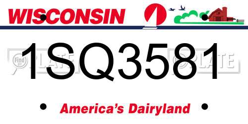 1SQ3581 Wisconsin License Plate
