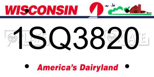 1SQ3820 Wisconsin License Plate