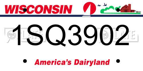1SQ3902 Wisconsin License Plate