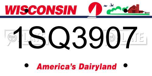 1SQ3907 Wisconsin License Plate