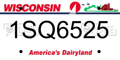 1SQ6525 Wisconsin License Plate