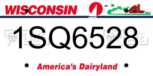 1SQ6528 Wisconsin License Plate