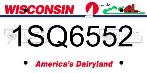 1SQ6552 Wisconsin License Plate