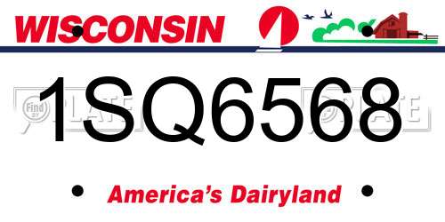1SQ6568 Wisconsin License Plate