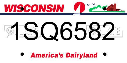 1SQ6582 Wisconsin License Plate