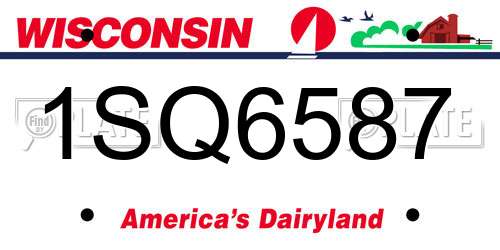 1SQ6587 Wisconsin License Plate