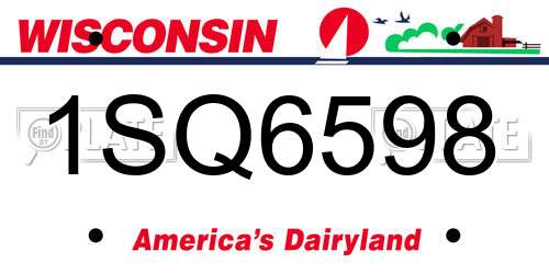 1SQ6598 Wisconsin License Plate