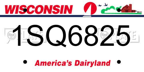 1SQ6825 Wisconsin License Plate