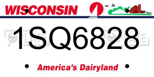 1SQ6828 Wisconsin License Plate