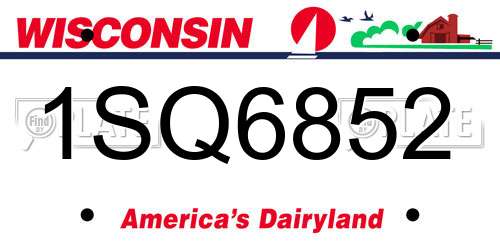 1SQ6852 Wisconsin License Plate