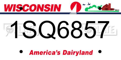 1SQ6857 Wisconsin License Plate