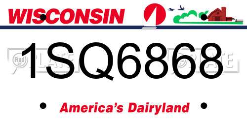 1SQ6868 Wisconsin License Plate
