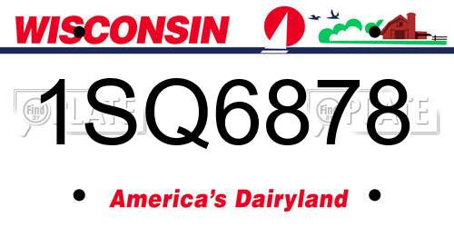 1SQ6878 Wisconsin License Plate