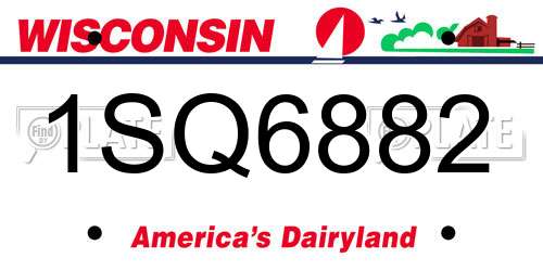 1SQ6882 Wisconsin License Plate