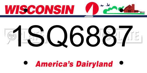 1SQ6887 Wisconsin License Plate