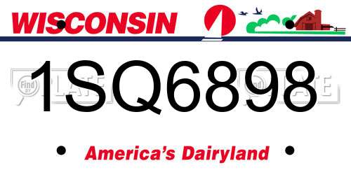 1SQ6898 Wisconsin License Plate