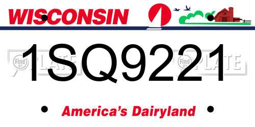 1SQ9221 Wisconsin License Plate