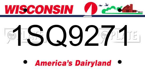 1SQ9271 Wisconsin License Plate