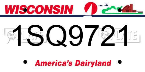 1SQ9721 Wisconsin License Plate
