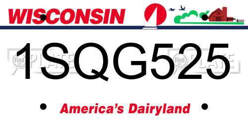 1SQG525 Wisconsin License Plate