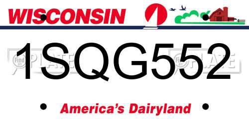 1SQG552 Wisconsin License Plate
