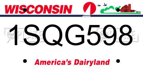 1SQG598 Wisconsin License Plate