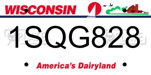 1SQG828 Wisconsin License Plate