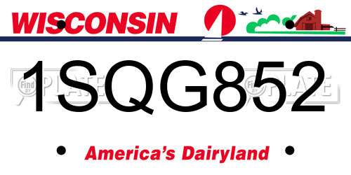 1SQG852 Wisconsin License Plate