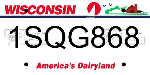 1SQG868 Wisconsin License Plate