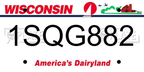 1SQG882 Wisconsin License Plate