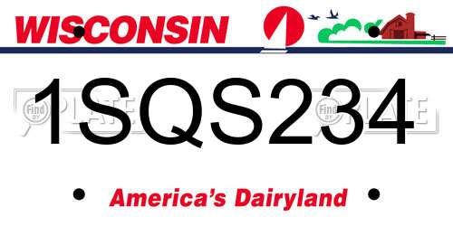 1SQS234 Wisconsin License Plate