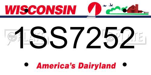 1SS7252 Wisconsin License Plate