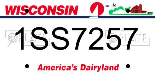 1SS7257 Wisconsin License Plate