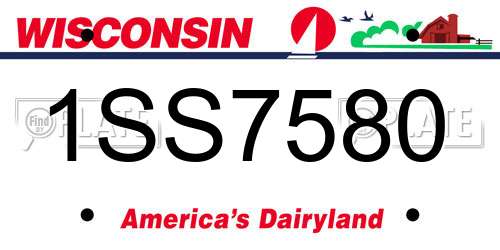 1SS7580 Wisconsin License Plate
