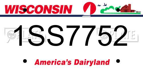 1SS7752 Wisconsin License Plate