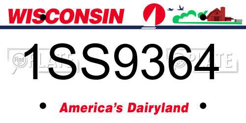 1SS9364 Wisconsin License Plate