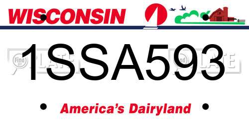 1SSA593 Wisconsin License Plate