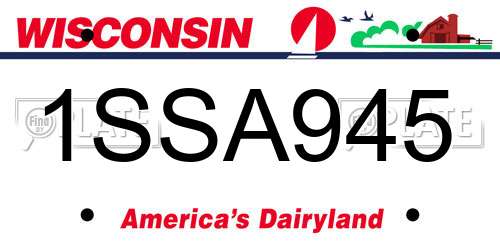 1SSA945 Wisconsin License Plate