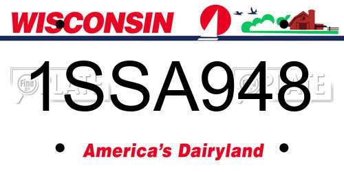 1SSA948 Wisconsin License Plate