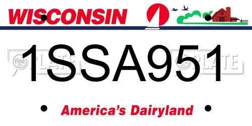 1SSA951 Wisconsin License Plate