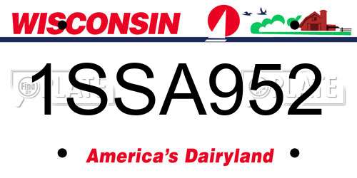 1SSA952 Wisconsin License Plate