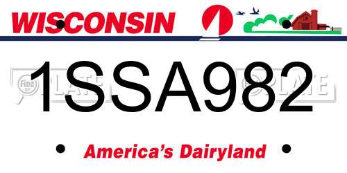 1SSA982 Wisconsin License Plate