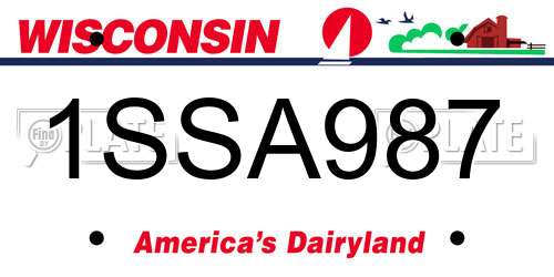1SSA987 Wisconsin License Plate