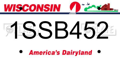 1SSB452 Wisconsin License Plate