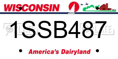 1SSB487 Wisconsin License Plate