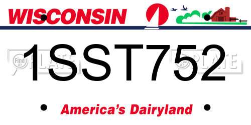 1SST752 Wisconsin License Plate