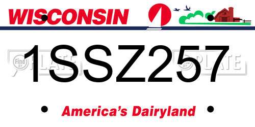 1SSZ257 Wisconsin License Plate